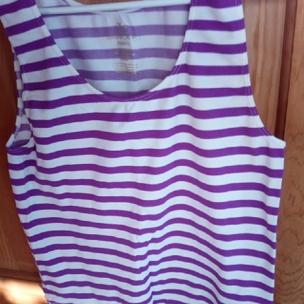 Vibrant Purple and White Striped Tank Top